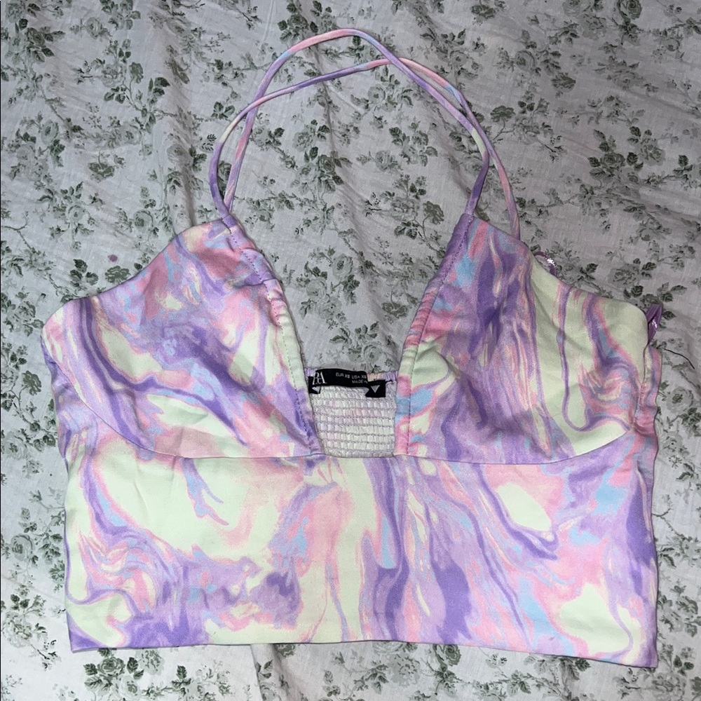 ZARA Vibrant Marble Halter Top
